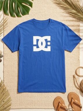 Men's DC Shoes Blue Graphic T-Shirt – Iconic Logo Skate Tee